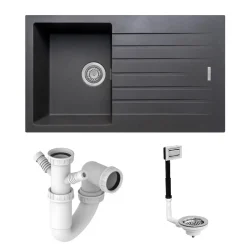 Vellamo Horizon Compact 1 Bowl Granite Composite Kitchen Sink & Waste - 860 x 500mm