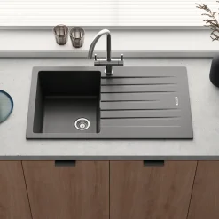 Vellamo Horizon Compact 1 Bowl Granite Composite Kitchen Sink & Waste - 860 x 500mm