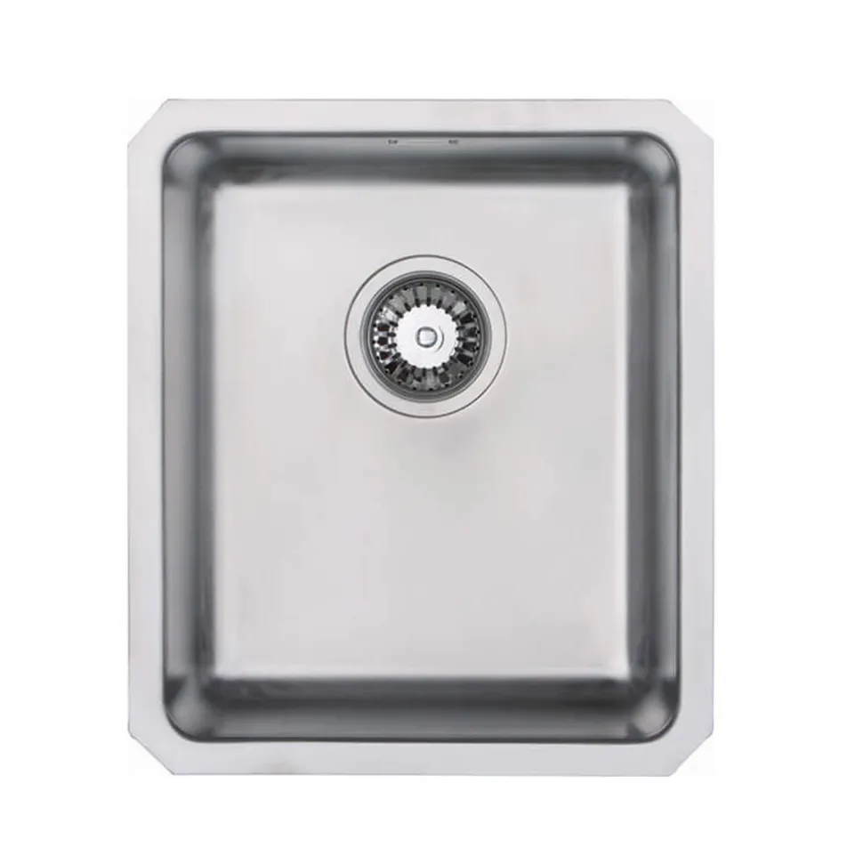 Vellamo Horizon Compact 1 Bowl Undermount Stainless Steel Kitchen sink & Waste Kit - 390 x 450mm