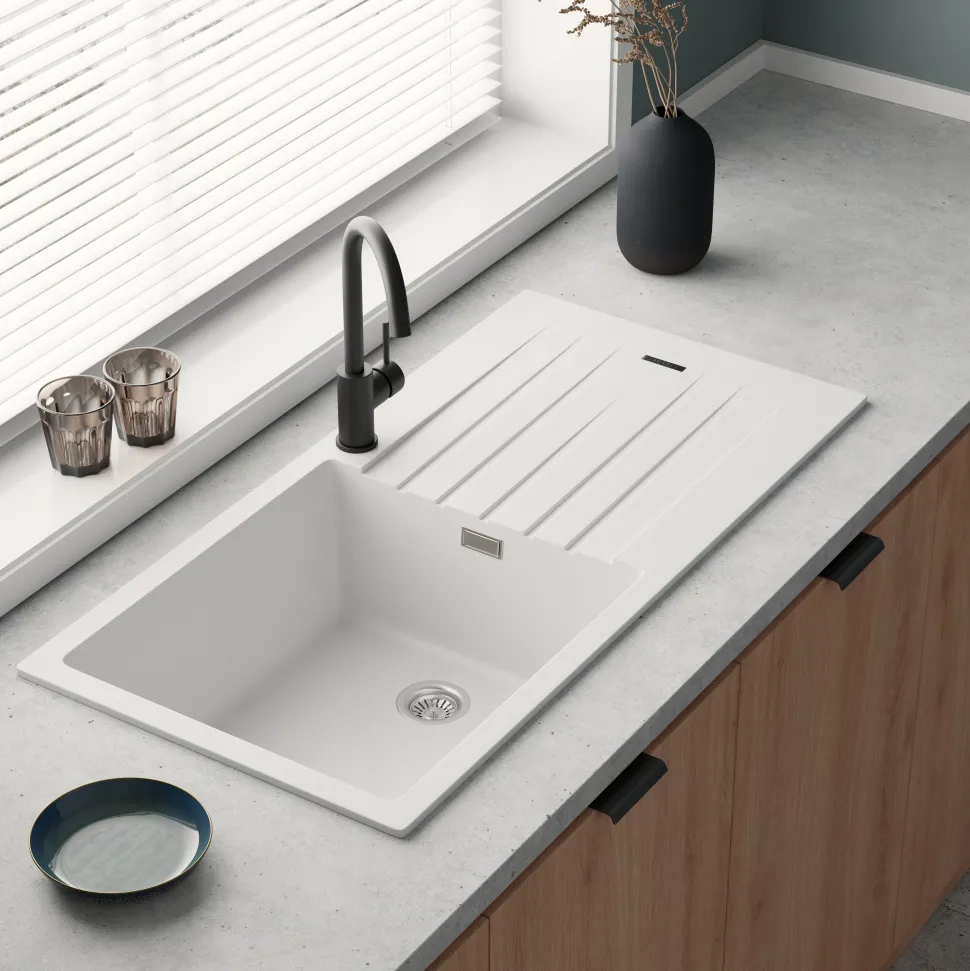 Vellamo Horizon Large Single Bowl Granite Composite Kitchen Sink & Waste - 1000 x 500mm