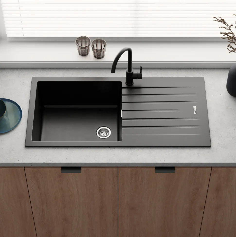 Vellamo Horizon Large Single Bowl Granite Composite Kitchen Sink & Waste - 1000 x 500mm