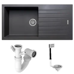 Vellamo Horizon Large Single Bowl Granite Composite Kitchen Sink & Waste - 1000 x 500mm