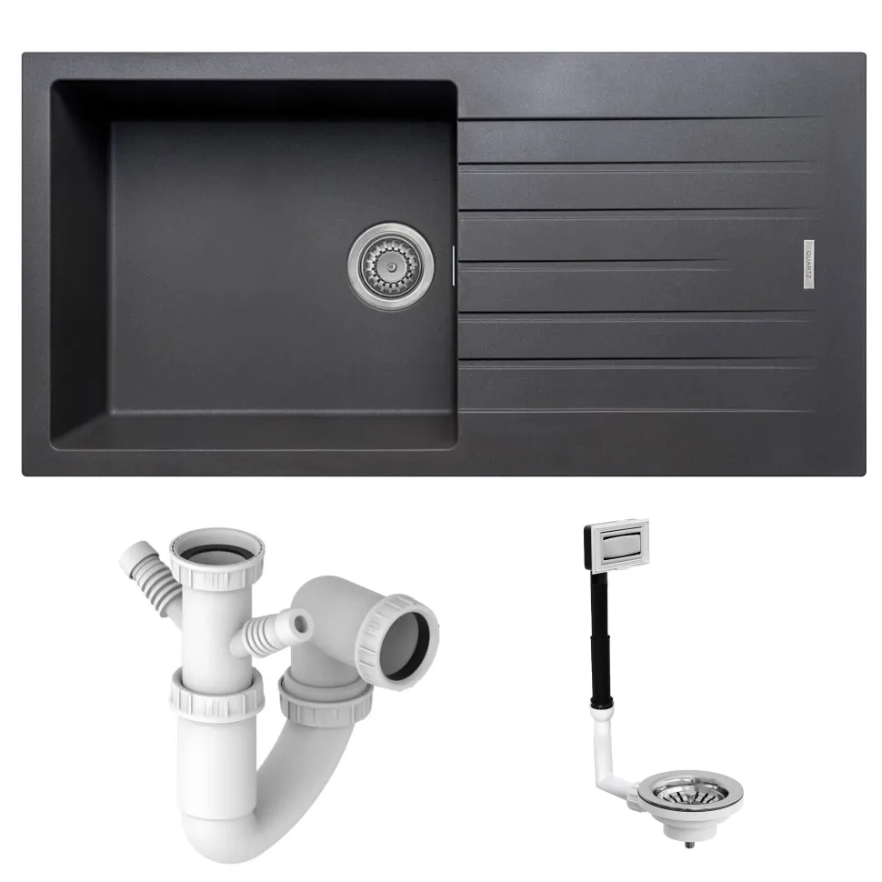 Vellamo Horizon Large Single Bowl Granite Composite Kitchen Sink & Waste - 1000 x 500mm