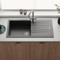 Vellamo Horizon Large Single Bowl Granite Composite Kitchen Sink & Waste - 1000 x 500mm