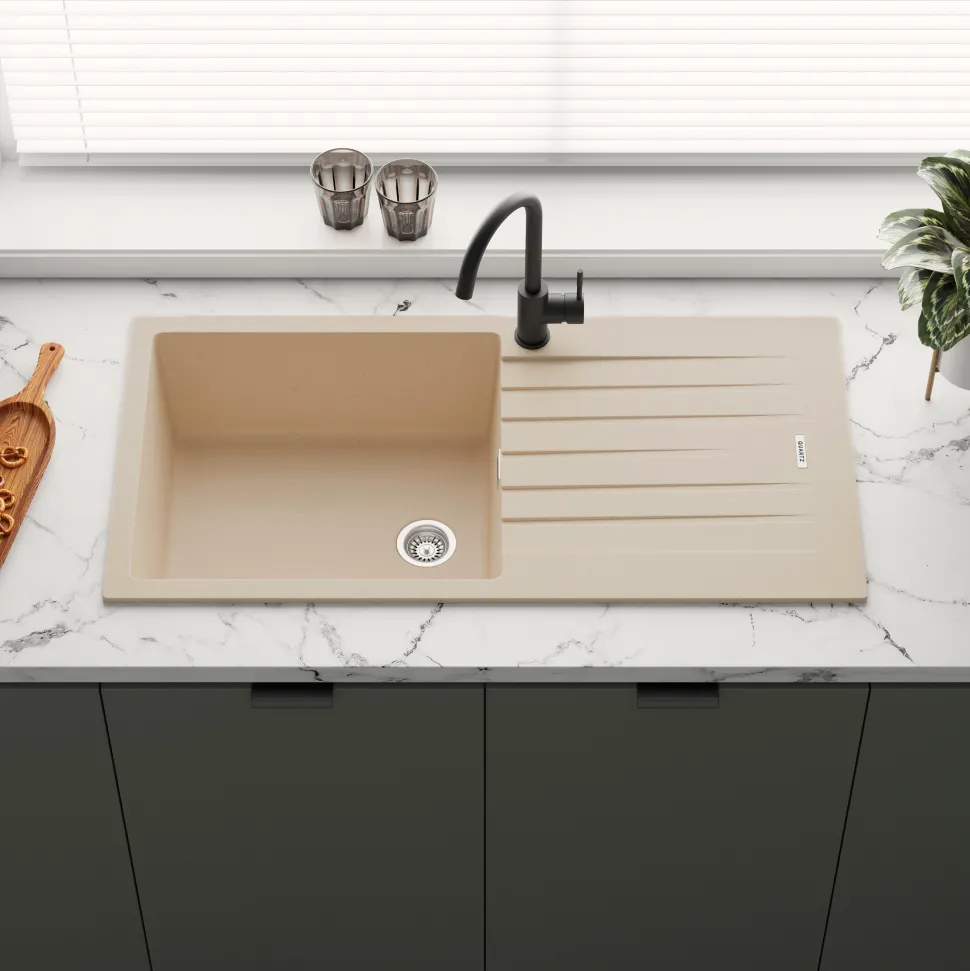 Vellamo Horizon Large Single Bowl Granite Composite Kitchen Sink & Waste - 1000 x 500mm