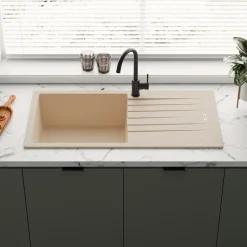 Vellamo Horizon Large Single Bowl Granite Composite Kitchen Sink & Waste - 1000 x 500mm