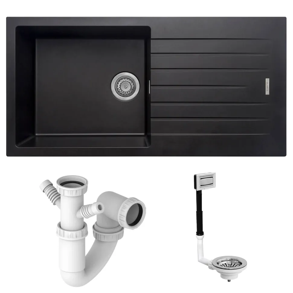 Vellamo Horizon Large Single Bowl Granite Composite Kitchen Sink & Waste - 1000 x 500mm