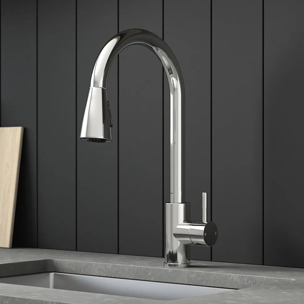 Vellamo Inspire Pullout Spray Kitchen Sink Mixer Tap - Chrome
