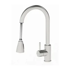 Vellamo Inspire Pull Out Spray Mono Kitchen Mixer Tap - Brushed Steel