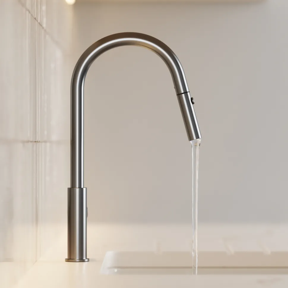 Vellamo Kara Pull Out Spray Single Lever Mono Kitchen Mixer Tap