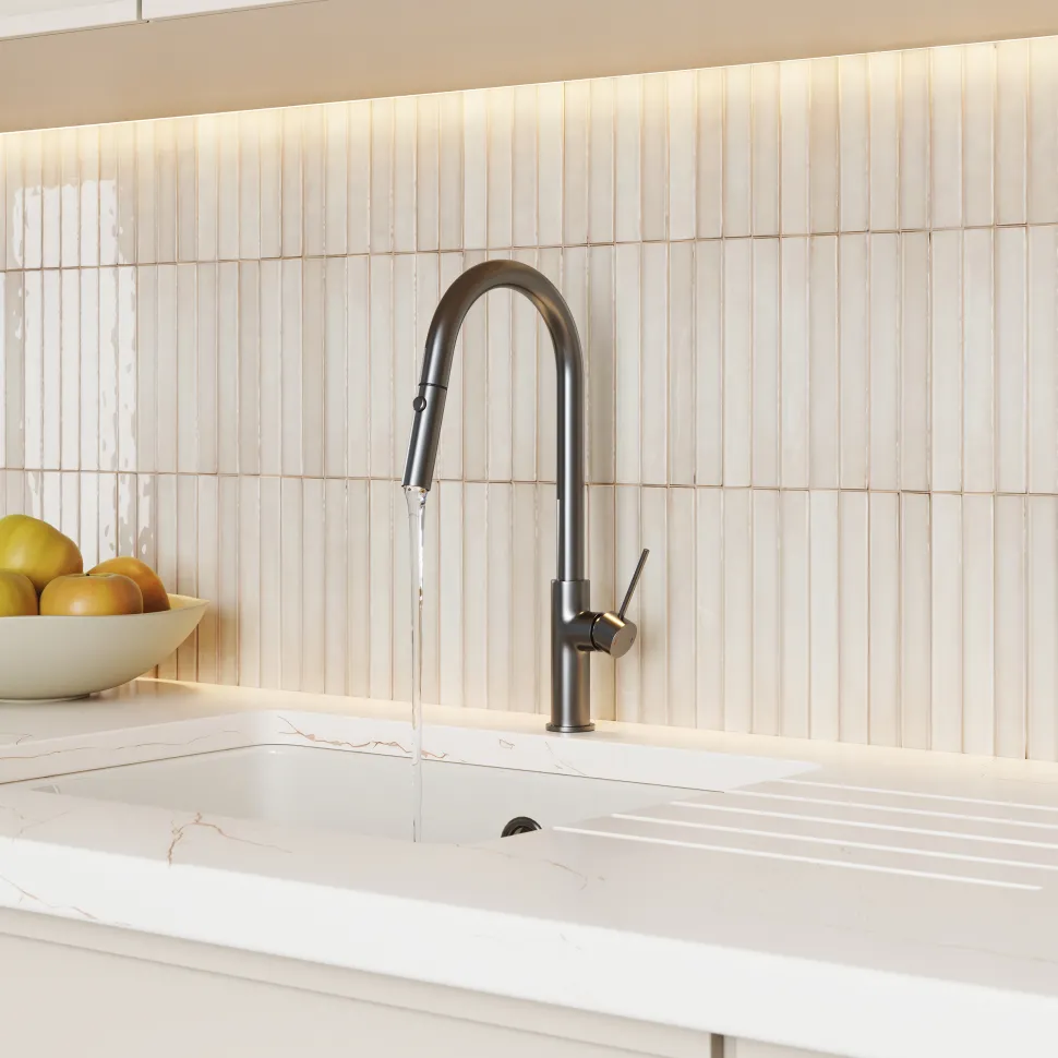 Vellamo Kara Pull Out Spray Single Lever Mono Kitchen Mixer Tap