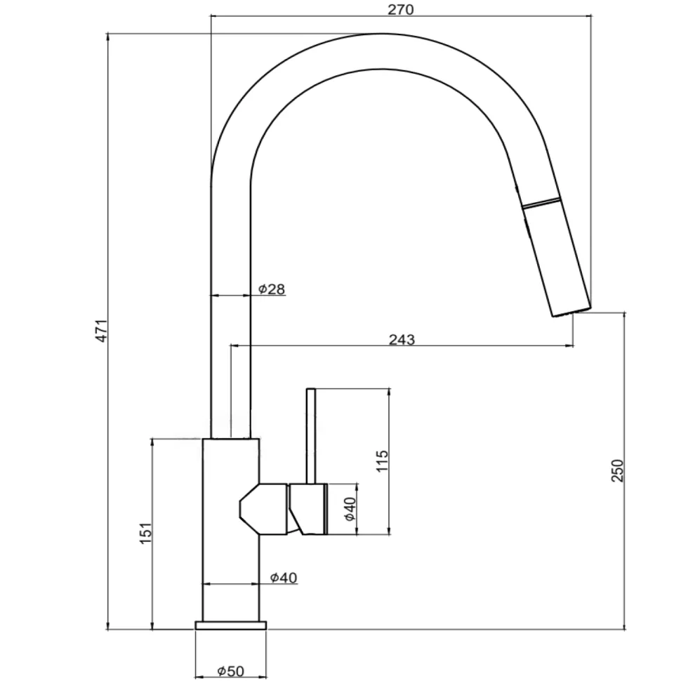 Vellamo Kara Pull Out Spray Single Lever Mono Kitchen Mixer Tap