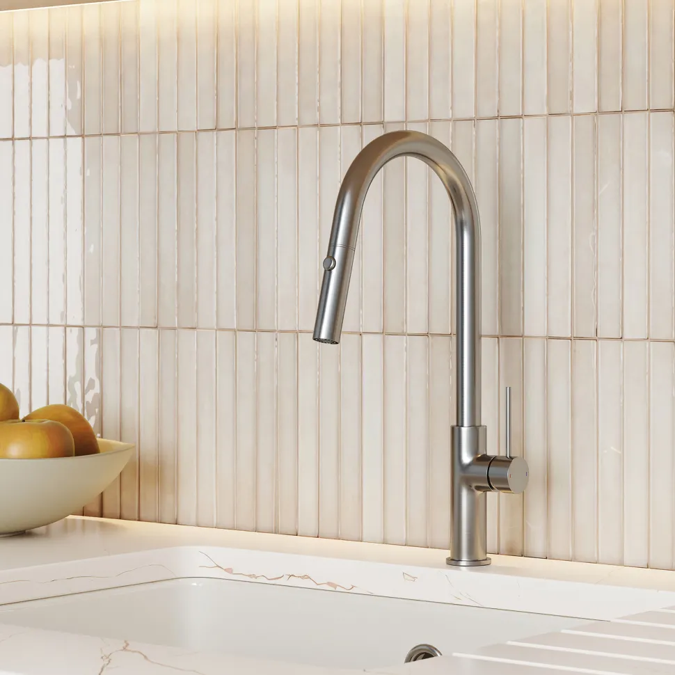 Vellamo Kara Pull Out Spray Single Lever Mono Kitchen Mixer Tap