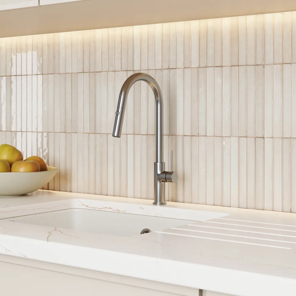 Vellamo Kara Pull Out Spray Single Lever Mono Kitchen Mixer Tap