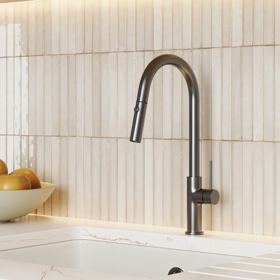Vellamo Kara Pull Out Spray Single Lever Mono Kitchen Mixer Tap