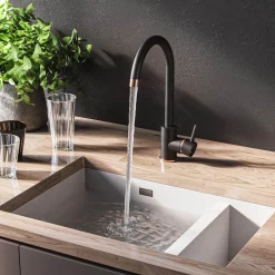 Vellamo Kara Single Lever Mono Kitchen Mixer - Black & Rose Gold