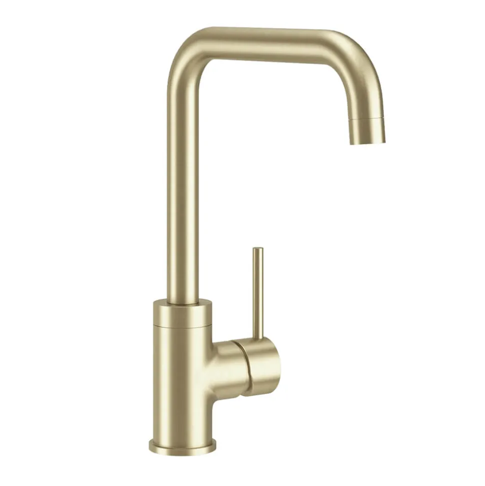 Vellamo Koro U Spout Single Lever Mono Kitchen Mixer Tap - Brushed Brass