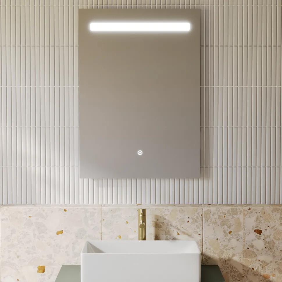 Vellamo LED Illuminated Bathroom Mirror with Demister Pad & Shaver Socket - 500 x 700mm
