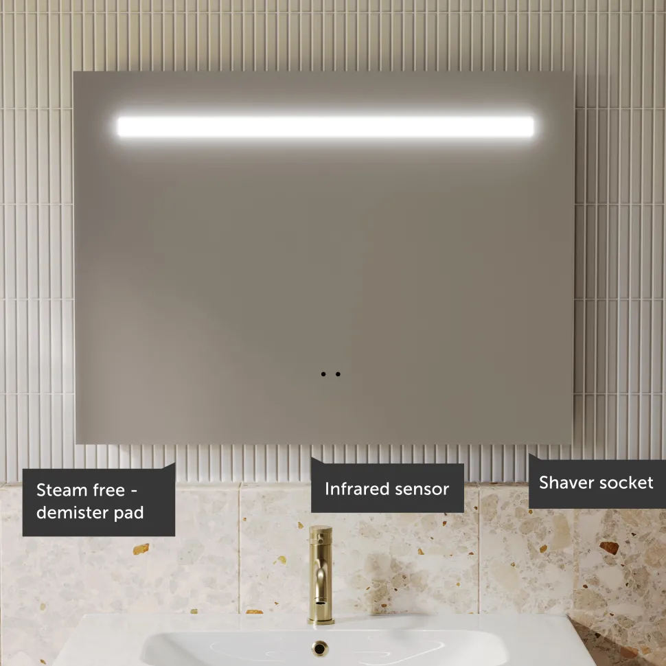Vellamo LED Illuminated Bathroom Mirror with Demister Pad & Shaver Socket - 600 x 800mm