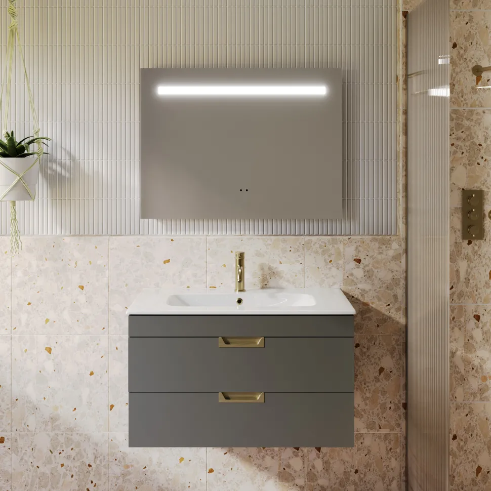 Vellamo LED Illuminated Bathroom Mirror with Demister Pad & Shaver Socket - 600 x 800mm