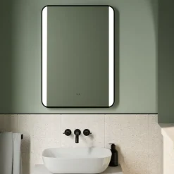 Vellamo LED Illuminated Matt Black Mirror with Demister Pad & Colour Change LEDs - 500 x 700mm