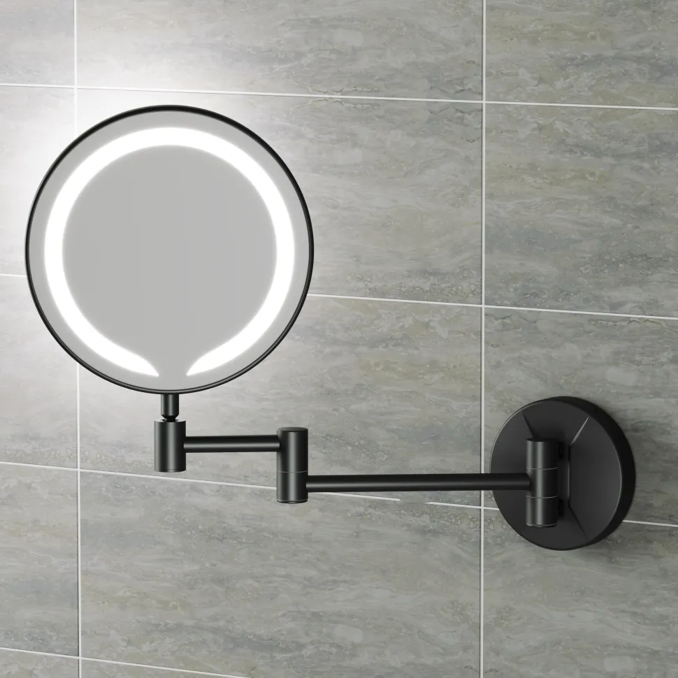 Vellamo LED Illuminated Round Magnifying Wall Mirror with Pull Out Magnetic Sensor - 200mm