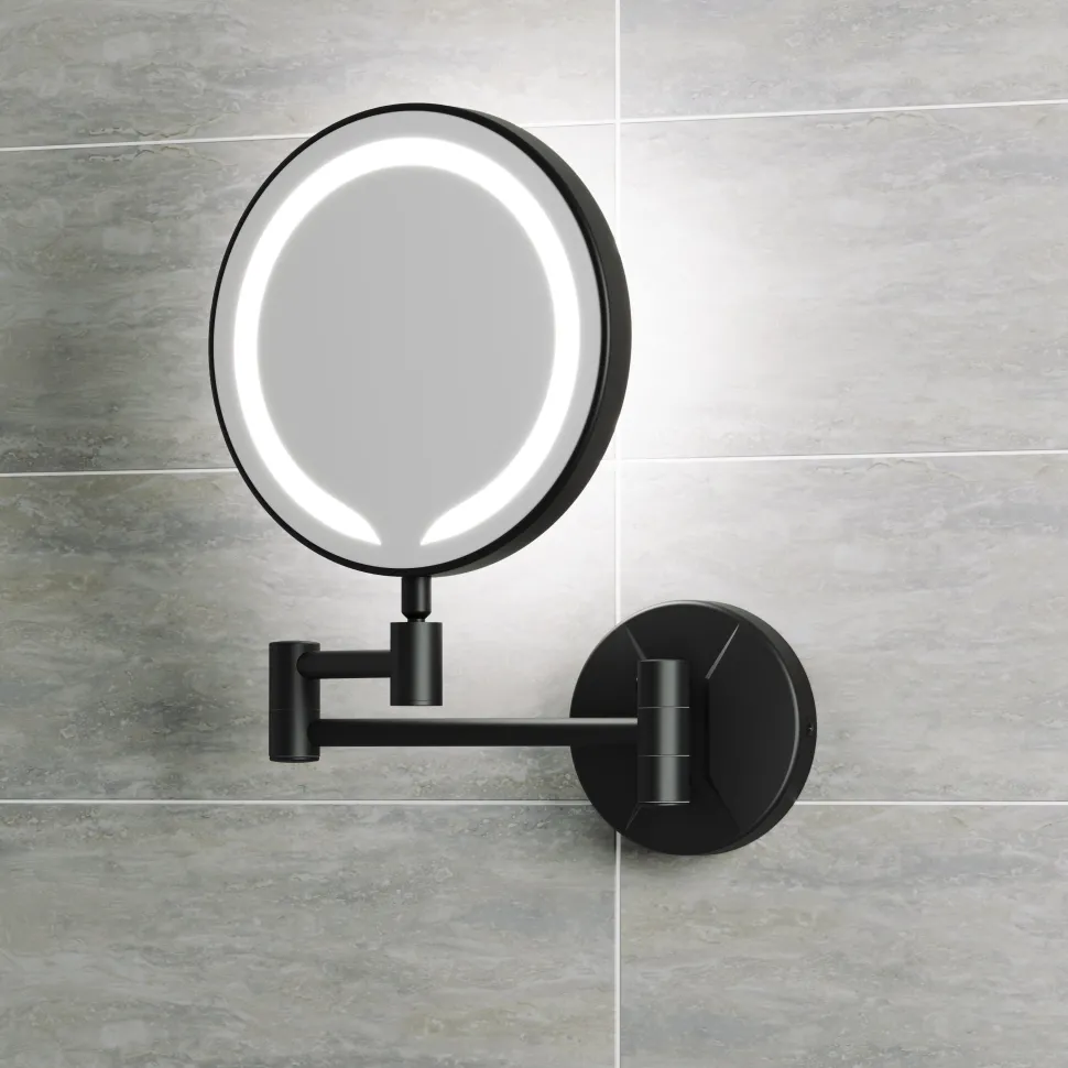 Vellamo LED Illuminated Round Magnifying Wall Mirror with Pull Out Magnetic Sensor - 200mm