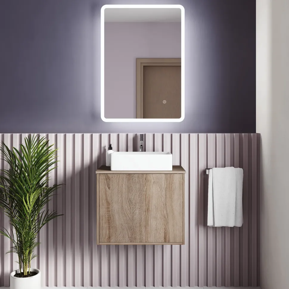 Vellamo LED Illuminated Universal Bathroom Mirror with Demister Pad - 600mm x 800mm