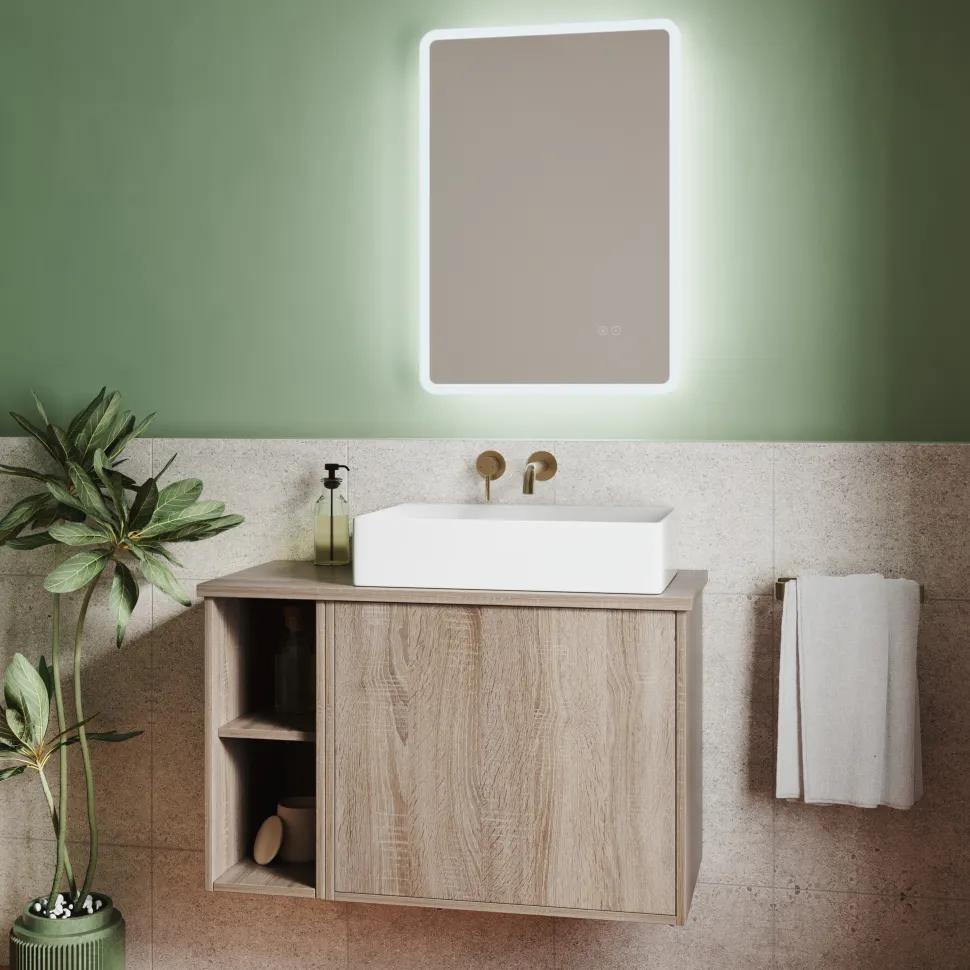Vellamo LED Illuminated Universal Bathroom Mirror with Demister Pad & Bluetooth - 700mm x 500mm