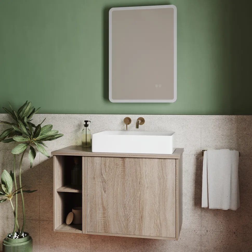 Vellamo LED Illuminated Universal Bathroom Mirror with Demister Pad & Bluetooth - 700mm x 500mm