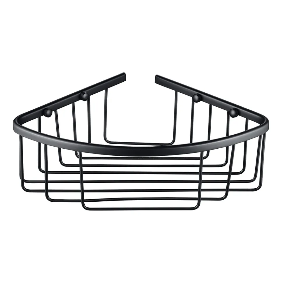 Vellamo Matt Black Corner Shower Basket