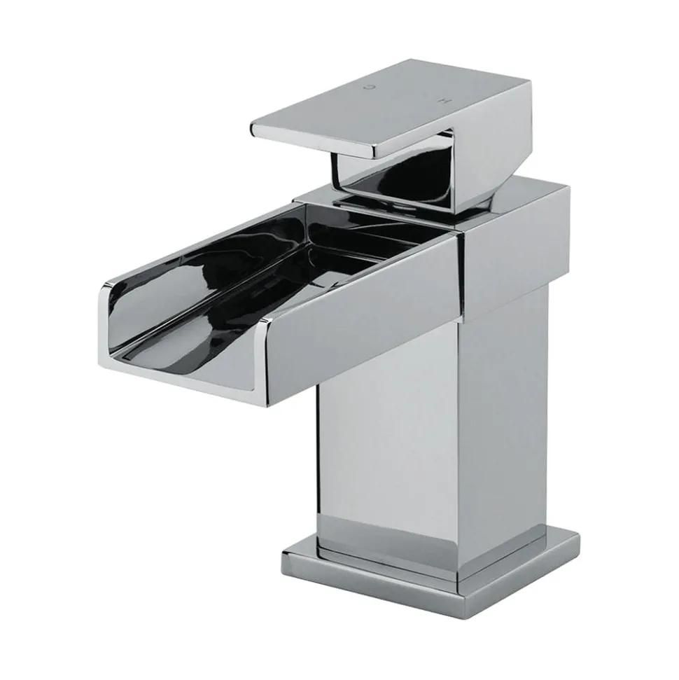 Vellamo Maya Mini Waterfall Basin Mixer with Clicker Waste
