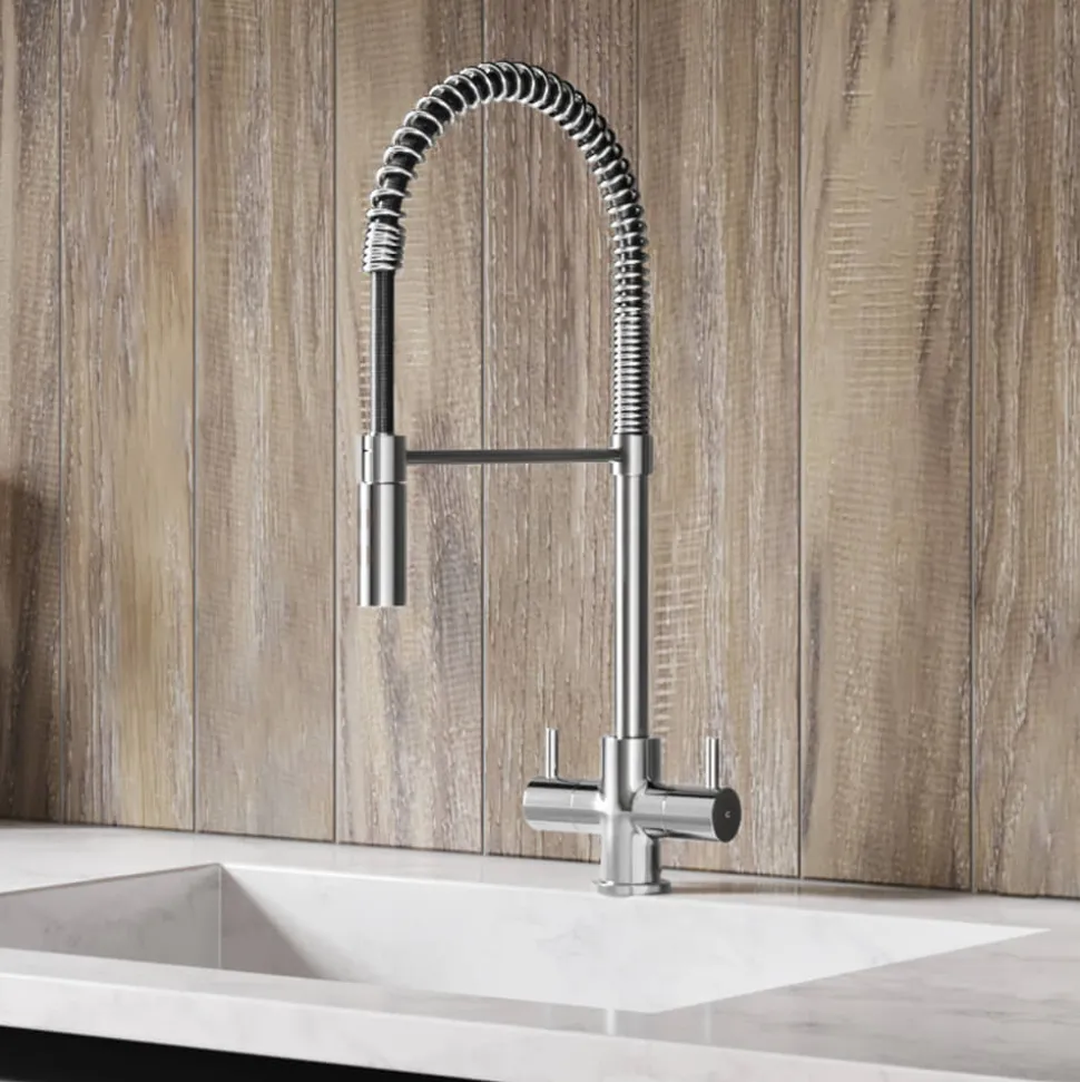 Vellamo Mini Pro Kitchen Mixer Tap with Pull Out Spray Spout - Polished Chrome