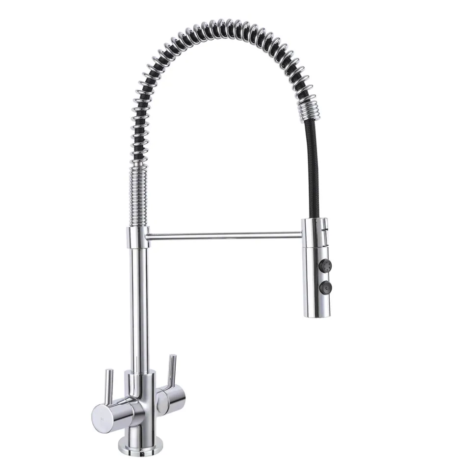 Vellamo Mini Pro Kitchen Mixer Tap with Pull Out Spray Spout - Polished Chrome