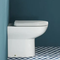 Vellamo Modern D-Shaped Comfort Height Back to Wall Toilet with Soft Close Seat