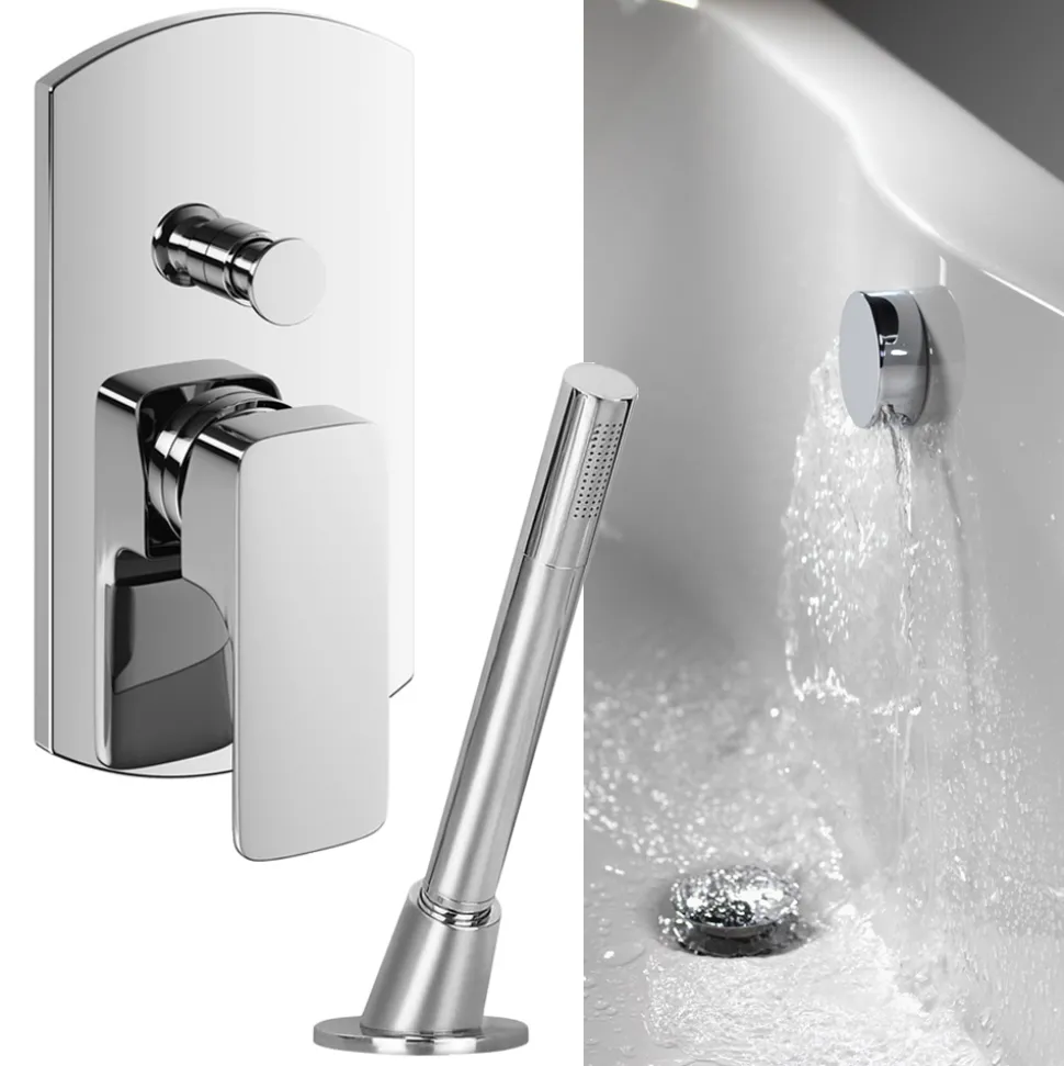 Vellamo Panache Bath Shower Mixer with Overflow Filler & Pull Out Handset