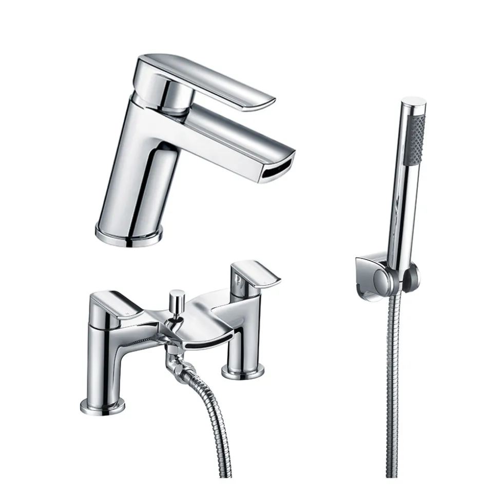 Vellamo Poise Mono Basin Mixer & Bath Shower Mixer with Shower Kit