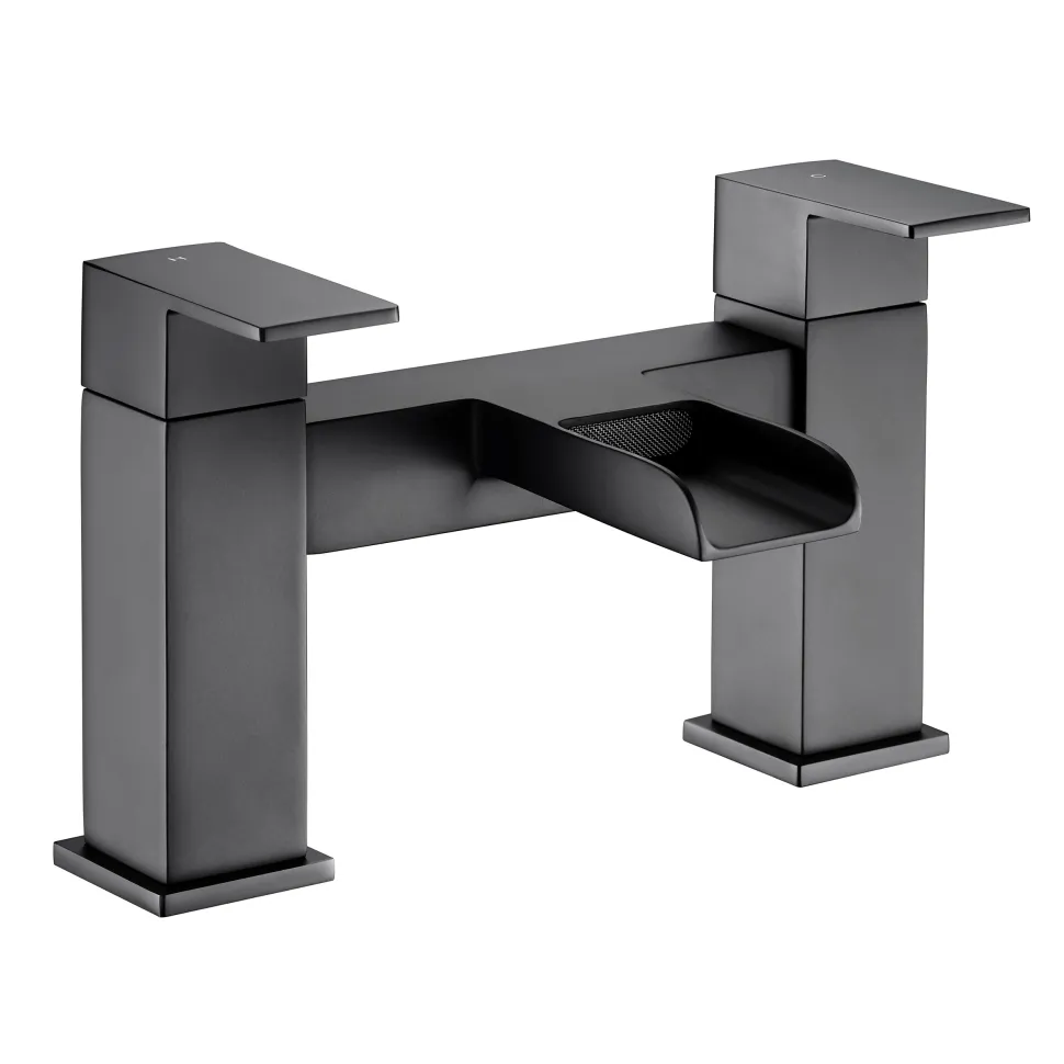 Vellamo Reve Matt Black Waterfall Bath Mixer Tap