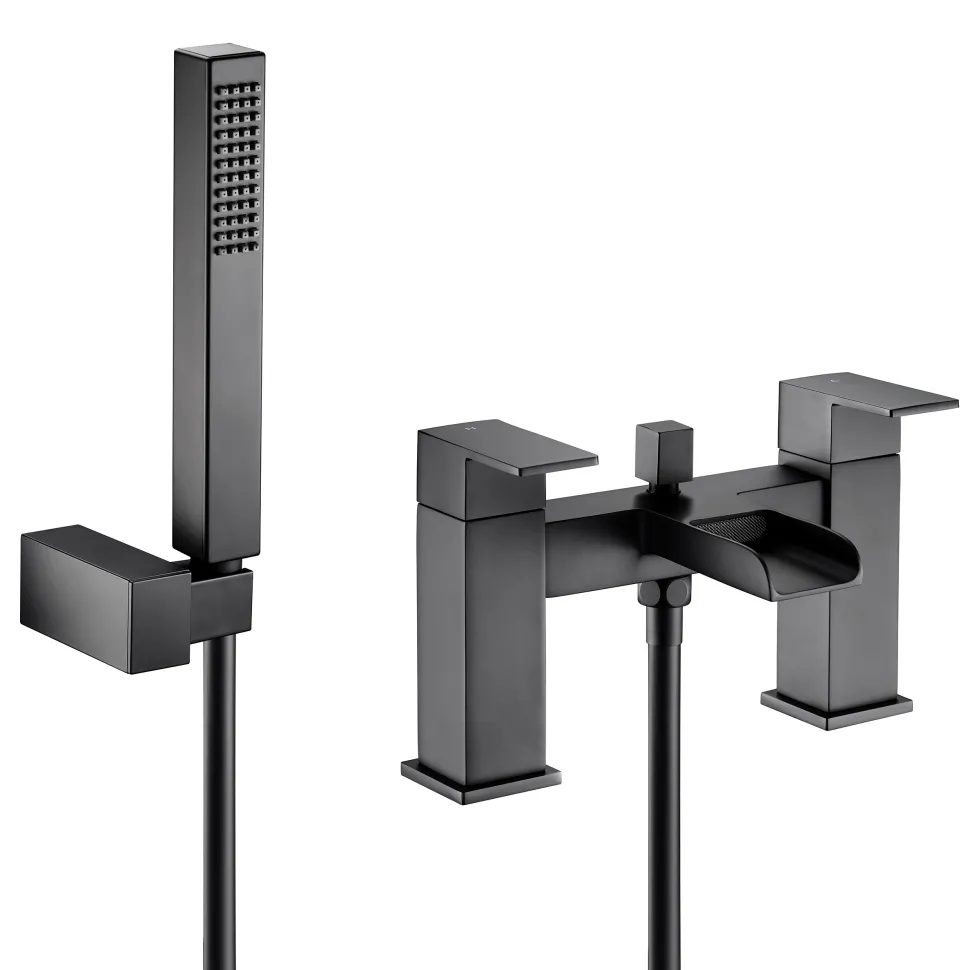 Vellamo Reve Matt Black Waterfall Bath Shower Mixer Tap
