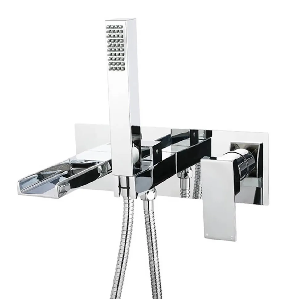 Vellamo Reve Wall Mounted Waterfall Bath Shower Mixer With Shower Kit