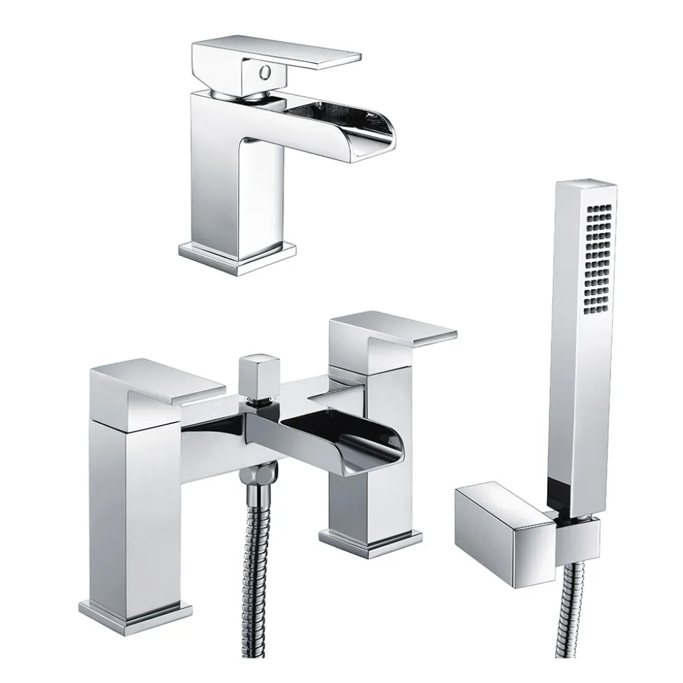 Vellamo Reve Waterfall Basin Mixer & Waterfall Bath Shower Mixer Value Pack