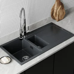 Vellamo Rocca 1.5 Bowl Granite Composite Inset Kitchen Sink & Waste - 1000 x 500mm