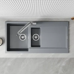 Vellamo Rocca 1.5 Bowl Granite Composite Inset Kitchen Sink & Waste - 1000 x 500mm