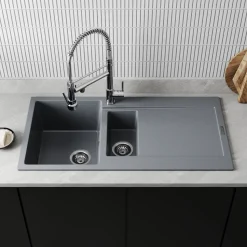 Vellamo Rocca 1.5 Bowl Granite Composite Inset Kitchen Sink & Waste - 1000 x 500mm