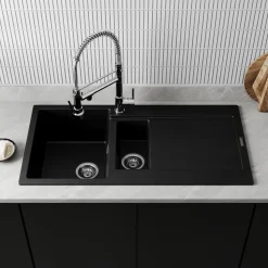 Vellamo Rocca 1.5 Bowl Granite Composite Inset Kitchen Sink & Waste - 1000 x 500mm
