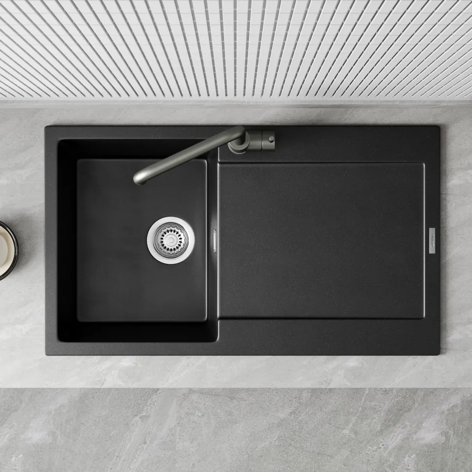 Vellamo Rocca Compact 1 Bowl Granite Composite Inset Kitchen Sink & Waste - 860 x 500mm