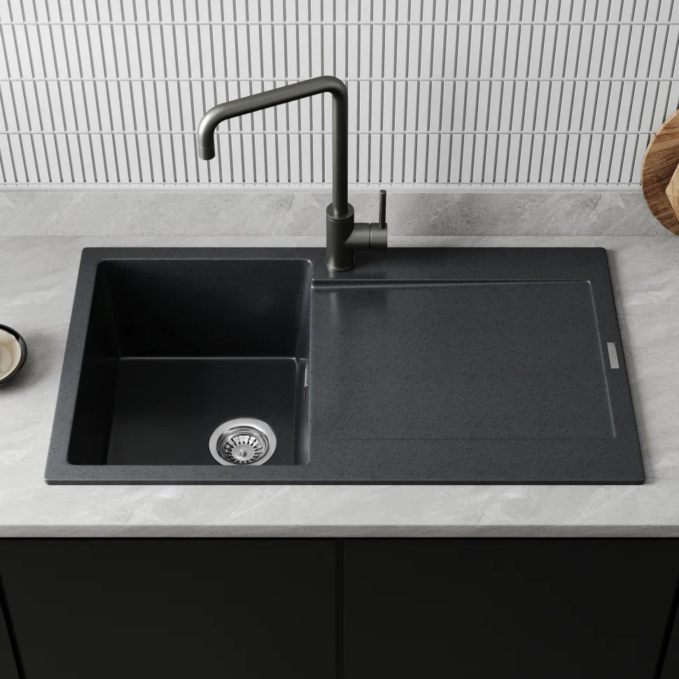 Vellamo Rocca Compact 1 Bowl Granite Composite Inset Kitchen Sink & Waste - 860 x 500mm