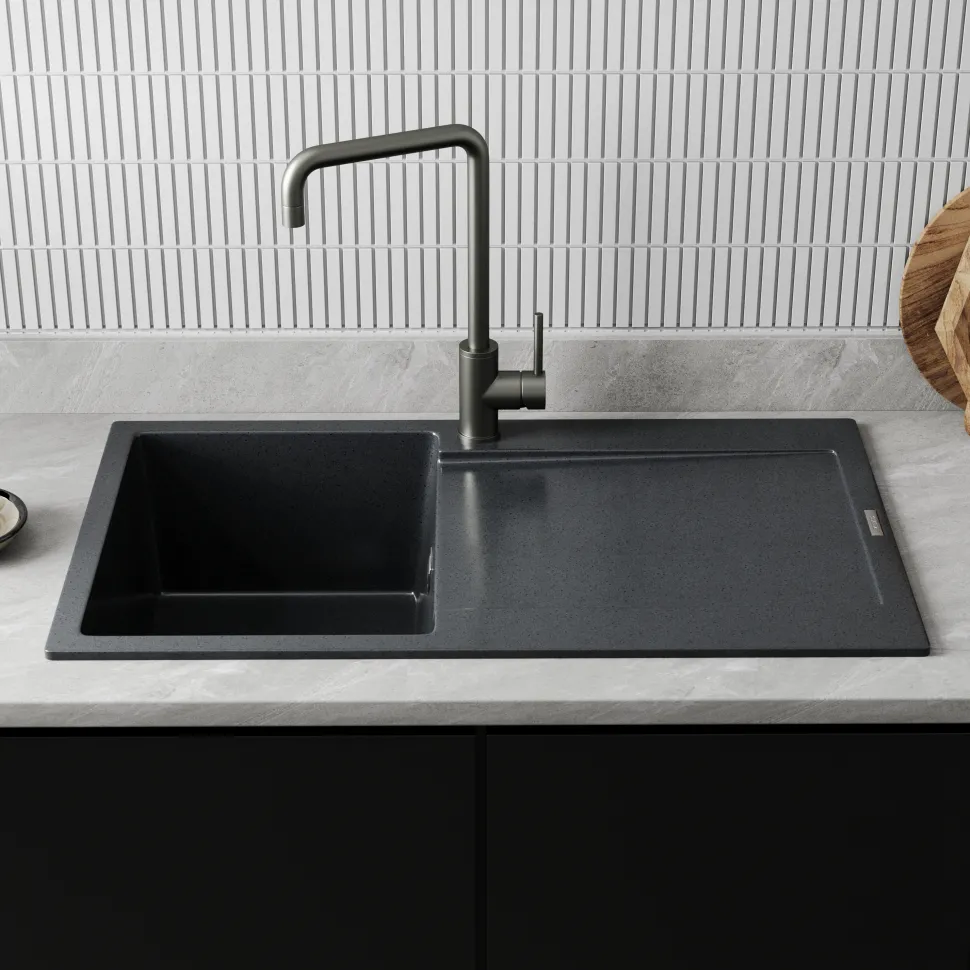 Vellamo Rocca Compact 1 Bowl Granite Composite Inset Kitchen Sink & Waste - 860 x 500mm