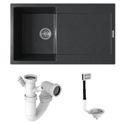 Vellamo Rocca Compact 1 Bowl Granite Composite Inset Kitchen Sink & Waste - 860 x 500mm