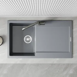 Vellamo Rocca Compact 1 Bowl Granite Composite Inset Kitchen Sink & Waste - 860 x 500mm
